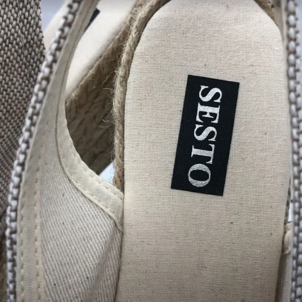 Sesto Women’s Espadrille Wedge Sandals Peep Toe Slip On Neutral Tan Summer Shoes